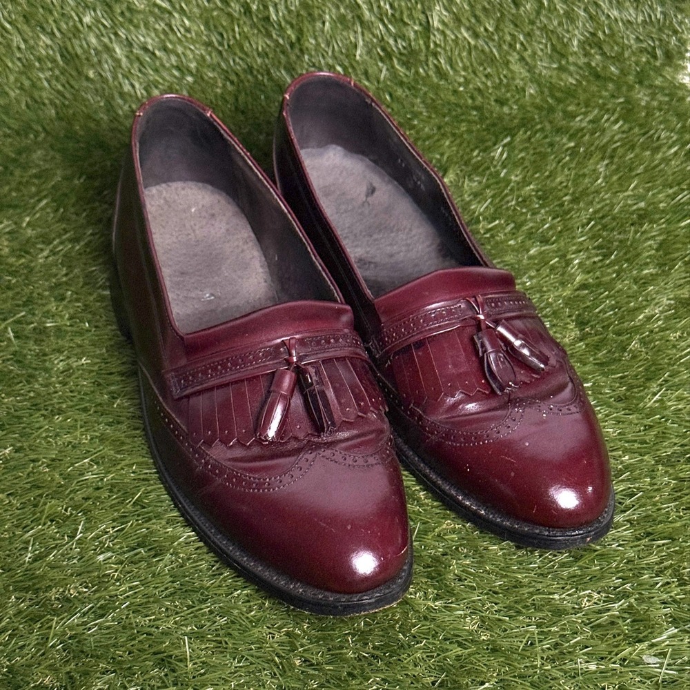 Vintage Bostonian Tassel Loafers Burgundy Leather Mens 11 D USA Made 09973105